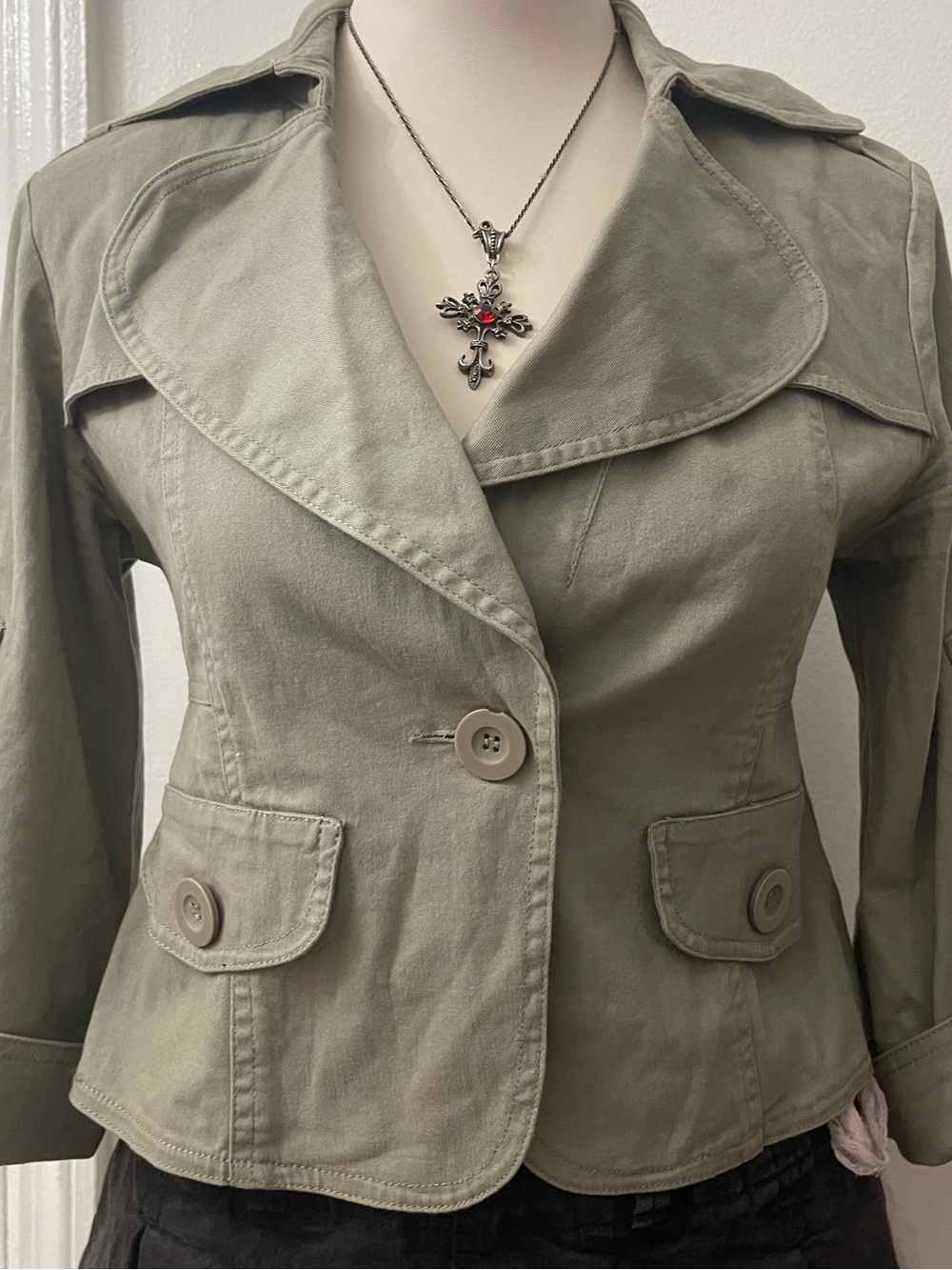 Olive Green Women's Tailored Cotton Jacket